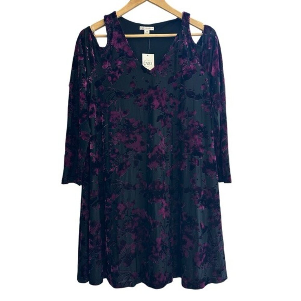 Cato Boho Gothic Velvet Burnout Dress M Floral Soft Grunge Witchy Coquette Vibes